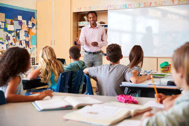 istock Teacher and kids during a lesson at an elementary school 1045321872