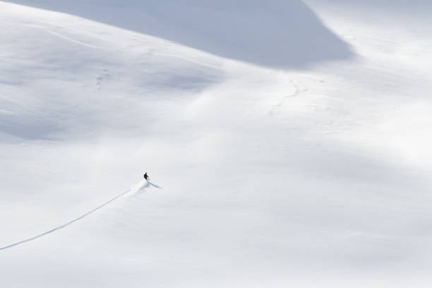 istock Skier skiing off-piste in powder snow 1045322232