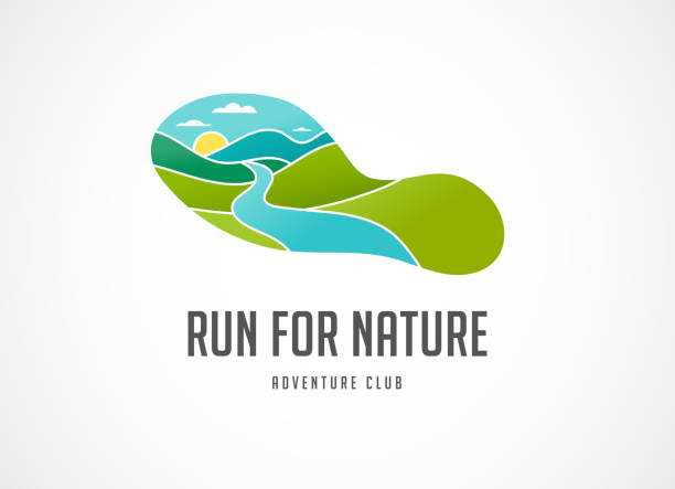 выбежать значок, символ, марафон плакат и логотип - running marathon jogging triathlon stock illustrations