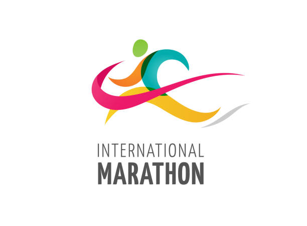 ikona biegu, symbol, plakat i logo maratonu - off track running illustrations stock illustrations