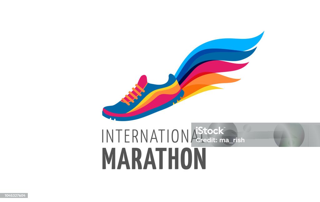 Run icon, symbol, marathon poster and logo Run icon, symbol, running marathon poster and logo Sports Shoe stock vector