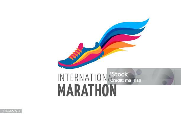 Run Icon Symbol Marathon Poster And Logo Stock Illustration - Download Image Now - Sports Shoe, Logo, Vector