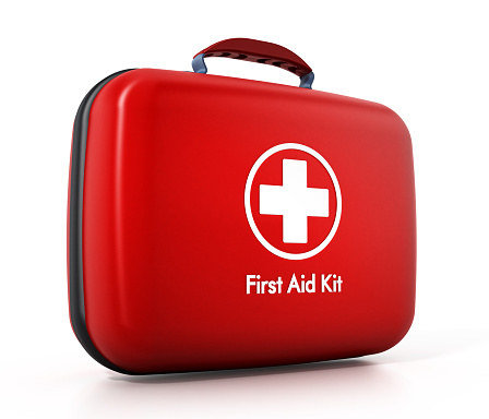 First aid kit isolated on white.