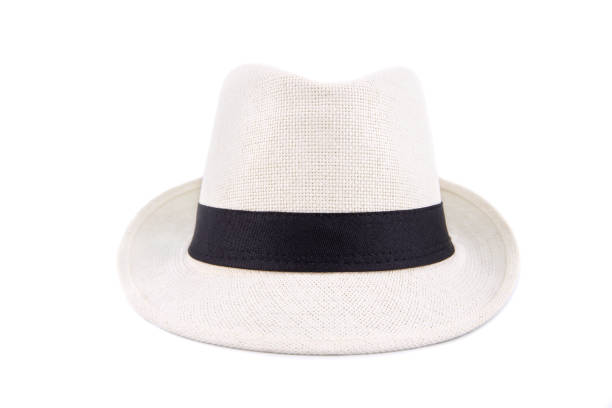 istock White Straw hat fasion for man isolated on white background 1045335406