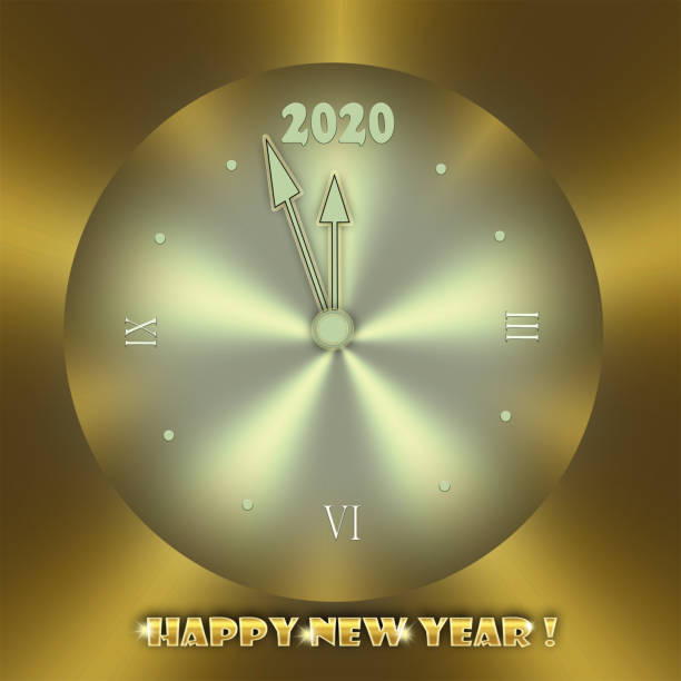istock Happy New Year 2020- Magic midnight with shiny golden and silver shiny clock 1045338844