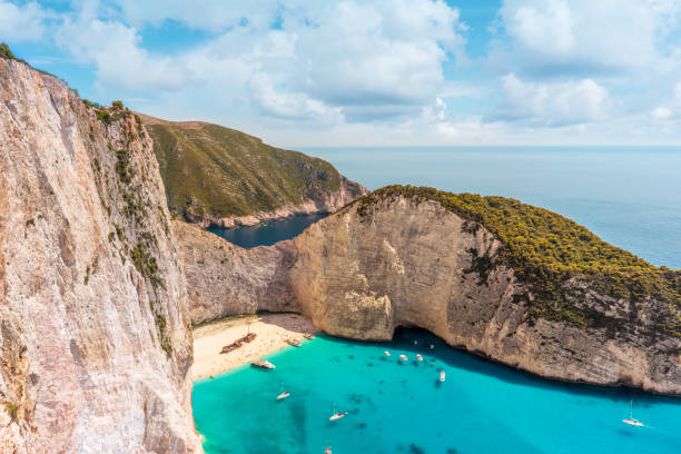istock Iconic Greece view - shipwreck beach, Zakynthos island shoot on sunny day. 1045339032