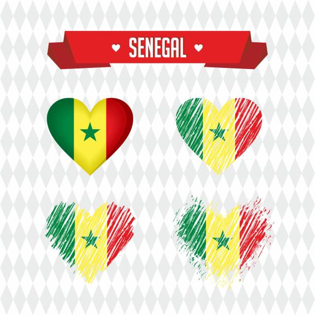 ilustrações, clipart, desenhos animados e ícones de senegal com amor. desenho vetorial coração partido com bandeira dentro. - senegal dakar region africa map