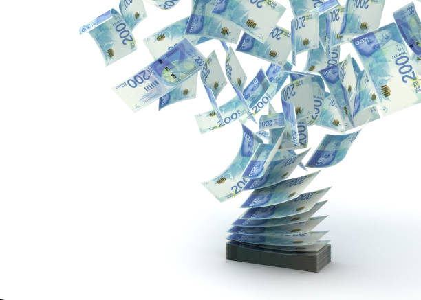 istock Flying Israeli New Shekels 1045345206
