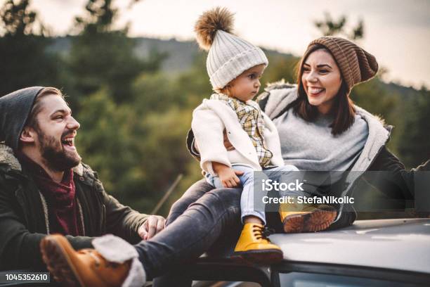 We Have Chosen Our Christmas Tree Stock Photo - Download Image Now - Family, Winter, Car