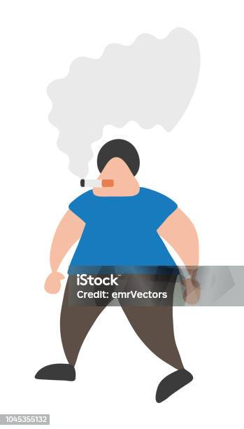 Vector Cartoon Man Walking And Smoking Cigarette Stock Illustration -  Download Image Now - Addict, Addiction, Adult - iStock