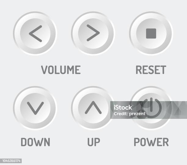 Control Icon Round White White Control Panel Set Of White Round Buttons Gadget Control Stock ...
