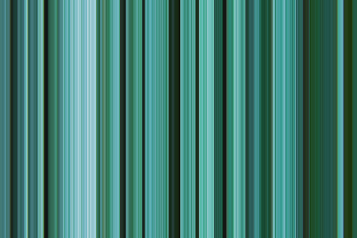 Greenery background. Digital striped graphic pattern vertical lines hues monochrome palette of bluish pine green turquoise color tones. Template for product surface design fabric prints stationery