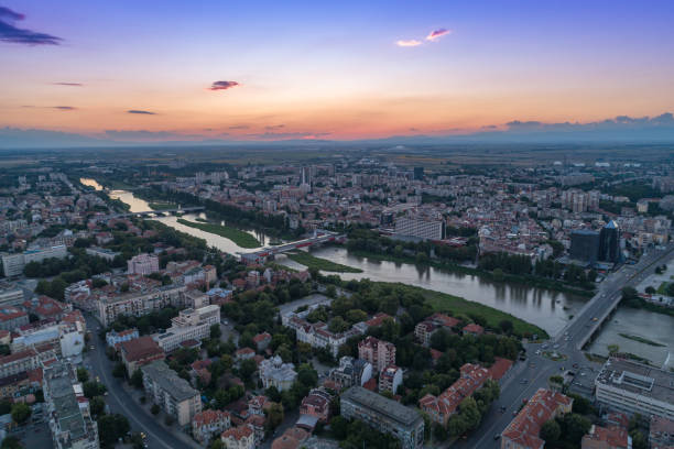 istock Maritsa river in Plovdiv, Bulgaria gorgeous aerial view 1045360472