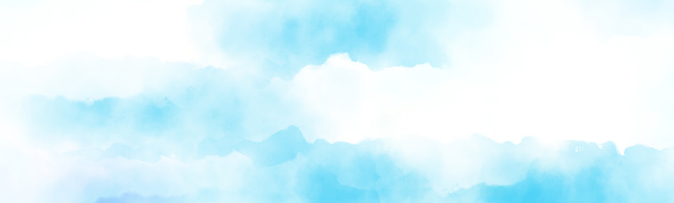watercolour painting blue sky overcast above the cloud in panorama view beautiful cloudscape for background