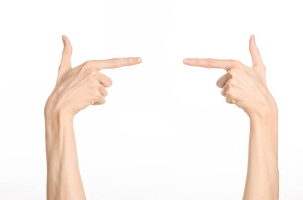 istock Hand gestures theme: the human hand shows gestures isolated on white background in studio 1045360962