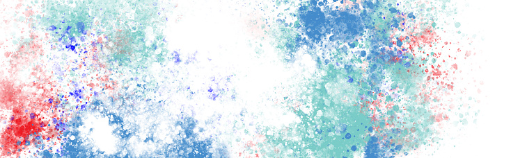 colourful abstract green blue violet and red splatter stroke painting on canvas horizon panorama wallpaper background