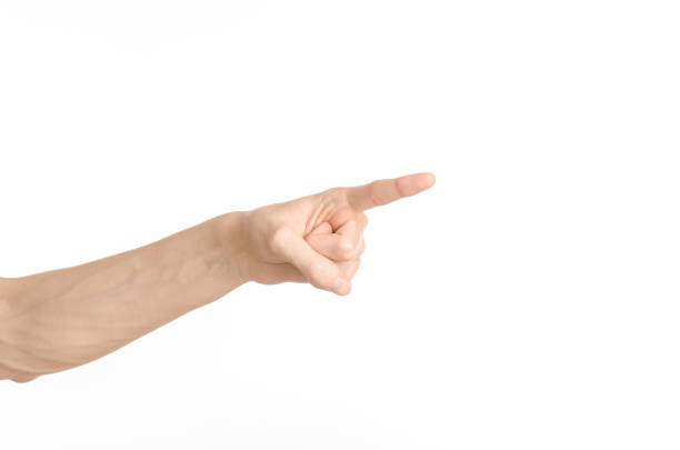 istock Hand gestures theme: the human hand shows gestures isolated on white background in studio 1045363370