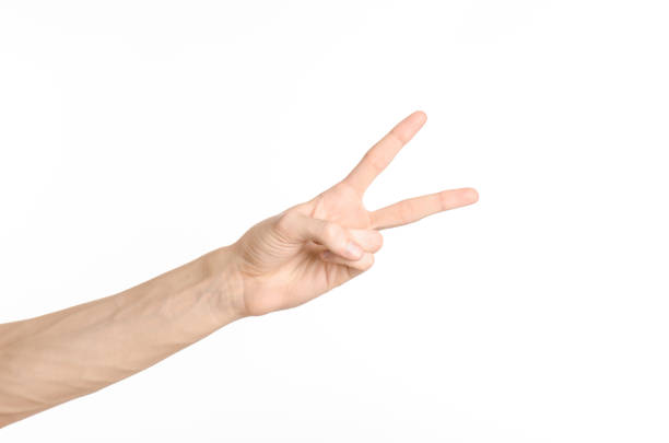 istock Hand gestures theme: the human hand shows gestures isolated on white background in studio 1045363876