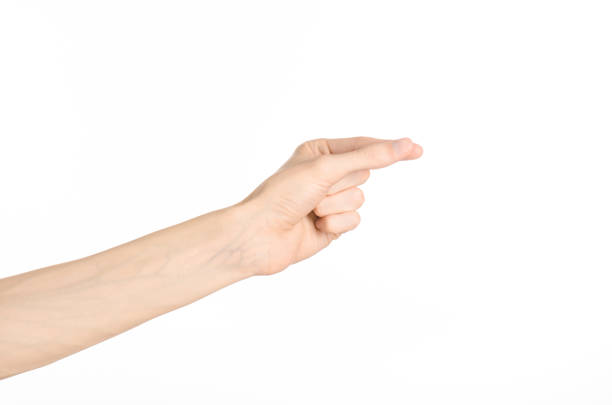 istock Hand gestures theme: the human hand shows gestures isolated on white background in studio 1045363982