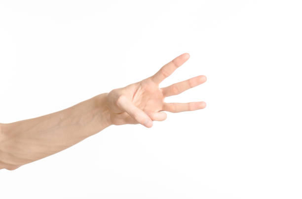 istock Hand gestures theme: the human hand shows gestures isolated on white background in studio 1045364304