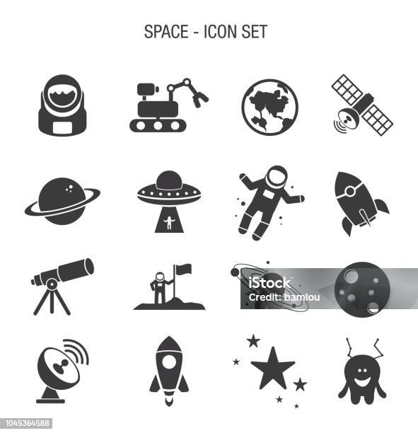 Space Icon Set Stock Illustration - Download Image Now - Icon Symbol, Astronaut, Outer Space