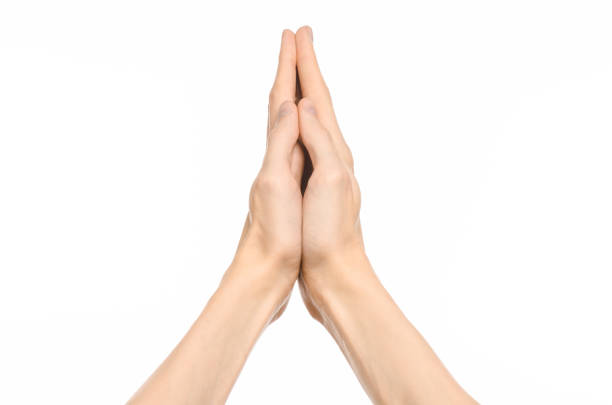 istock Gestures topic: human hand gestures showing first-person view isolated on white background in studio 1045367774