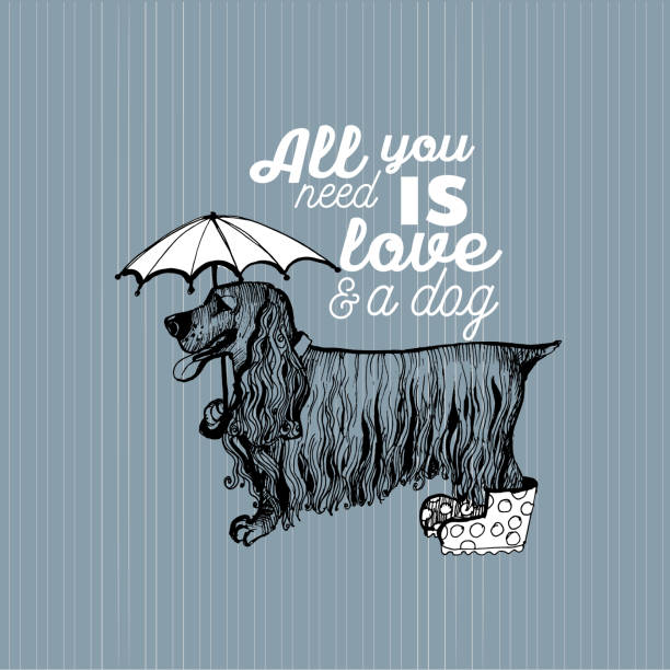 Cocker Spaniel Umbrella - Black on White Cocker Spaniel Umbrella - Black on White