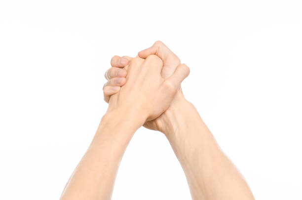 istock Gestures topic: human hand gestures showing first-person view isolated on white background in studio 1045369004