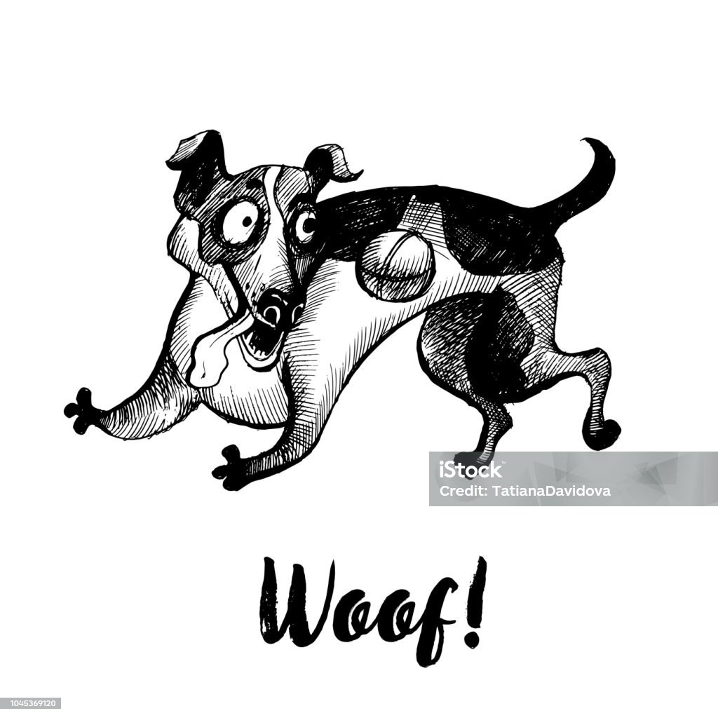 Jack russell playing funny dog Hand drawn Animal stock vector