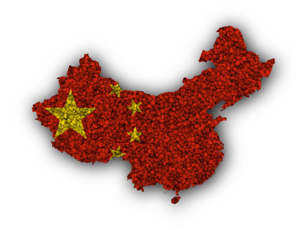 Map and flag of China on poppy seeds