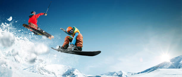 istock Skiing. Snowboarding. Extreme winter sports 1045378464