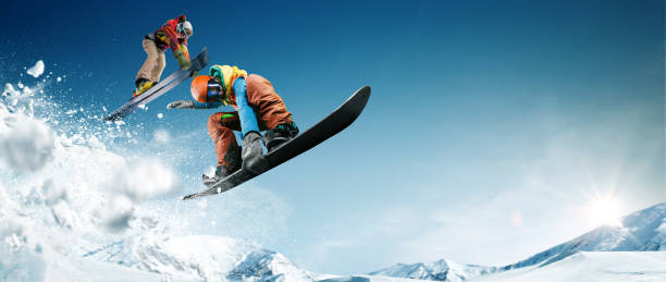 istock Skiing. Snowboarding. Extreme winter sports 1045378634