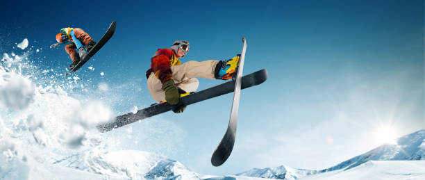 istock Skiing. Snowboarding. Extreme winter sports 1045378996