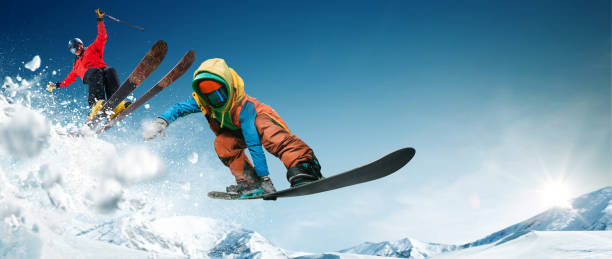 istock Skiing. Snowboarding. Extreme winter sports 1045379088