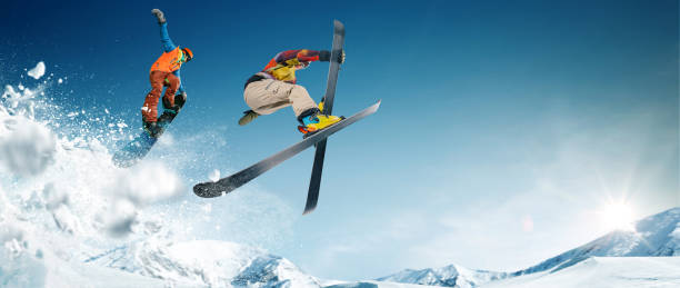 istock Skiing. Snowboarding. Extreme winter sports 1045381142