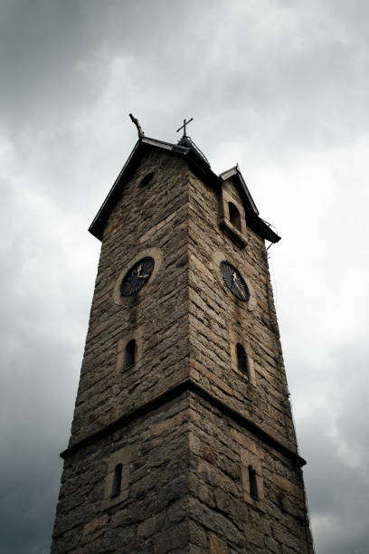 Tower of the Vang stave church in Karpacz, Giant Mountains, Poland.