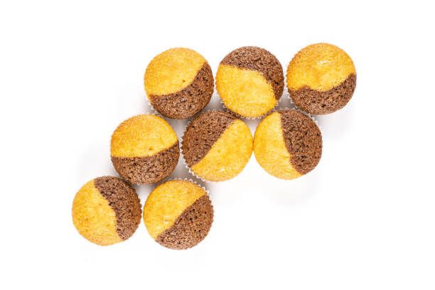 istock Fresh baked marble muffin isolated on white 1045398374