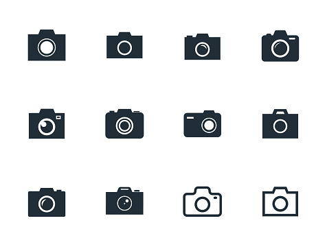 photo camera flat icon set