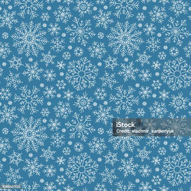 Christmas Seamless Doodle Pattern Stock Illustration - Download Image Now - Snowflake Shape, Pattern, Christmas