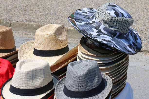 istock Summer hats sold on street 1045427356