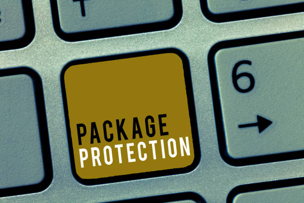 istock Word writing text Package Protection. Business concept for Wrapping and Securing items to avoid damage Labeled Box 1045432138