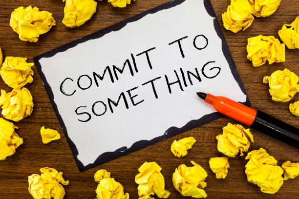 istock Writing note showing Commit To Something. Business photo showcasing To Live a Life of Purpose with Pride Honor a Promise 1045432348