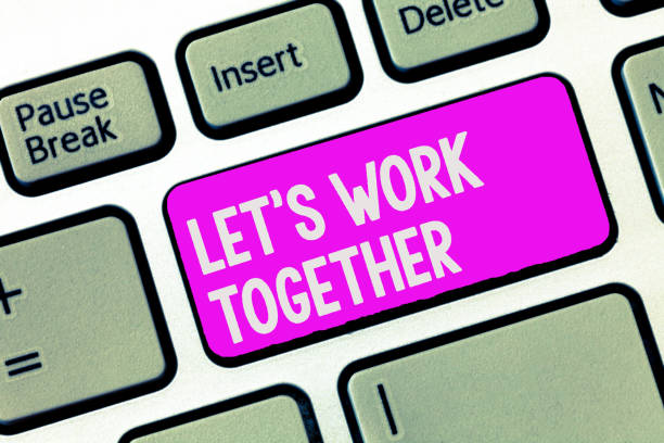 istock Writing note showing Let s is Work Together. Business photo showcasing Unite and Join Forces to Achieve a Common Goal 1045432678