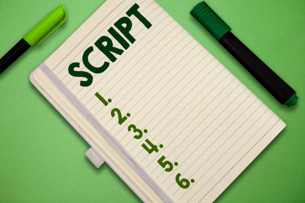 script di testo della grafia. concetto che significa scrittura a mano distinta dai caratteri di gioco scritti di stampa - copione foto e immagini stock