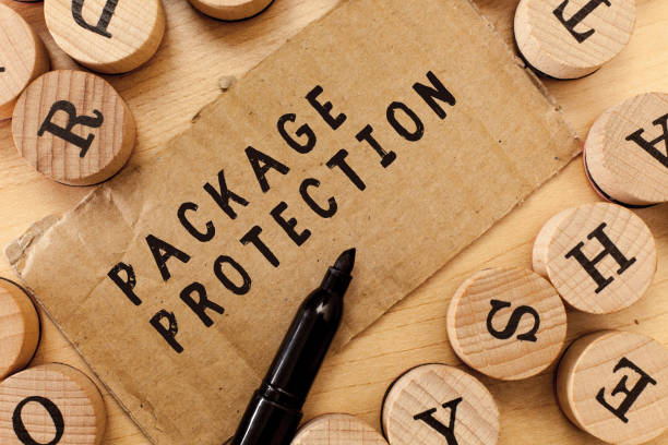 istock Handwriting text writing Package Protection. Concept meaning Wrapping and Securing items to avoid damage Labeled Box 1045433390