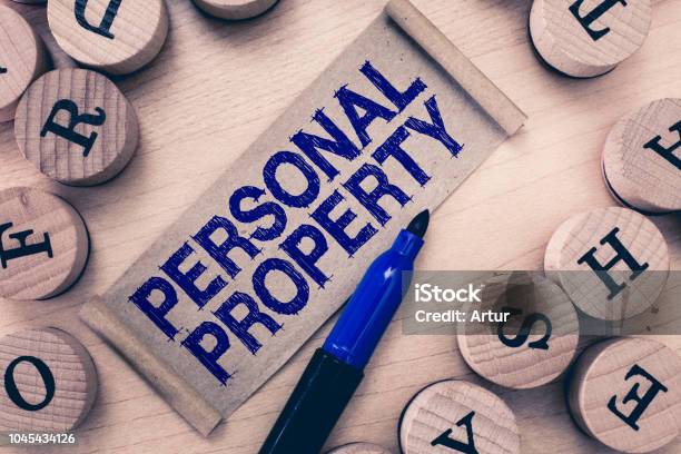 Testo Di Scrittura Di Parole Proprietà Personale Concetto Aziendale Per Le Cose Che Possiedi E Puoi Portare Con Te Movable - Fotografie stock e altre immagini di Abbigliamento