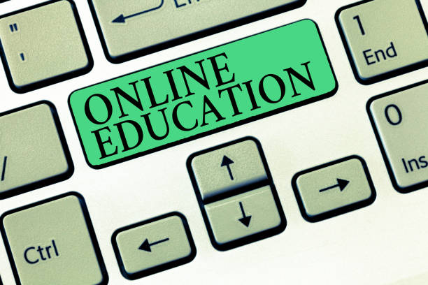 istock Text sign showing Online Education. Conceptual photo study and ethical practice of facilitating learning 1045434384