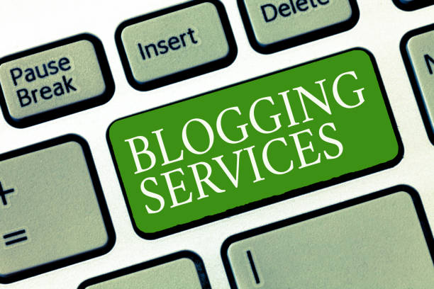 istock Text sign showing Blogging Services. Conceptual photo Social networking facility Informative Journalism 1045434476