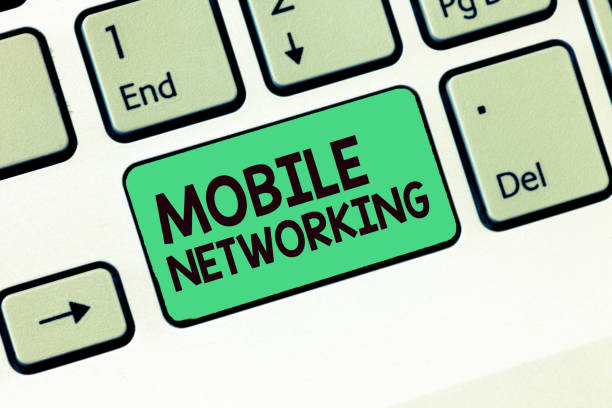 istock Writing note showing Mobile Networking. Business photo showcasing Communication network where the last link is wireless 1045435396