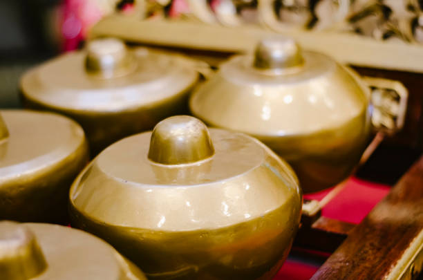 istock Malaysian traditional music instrument called Gamelan with beautiful wood carving frame 1045435708
